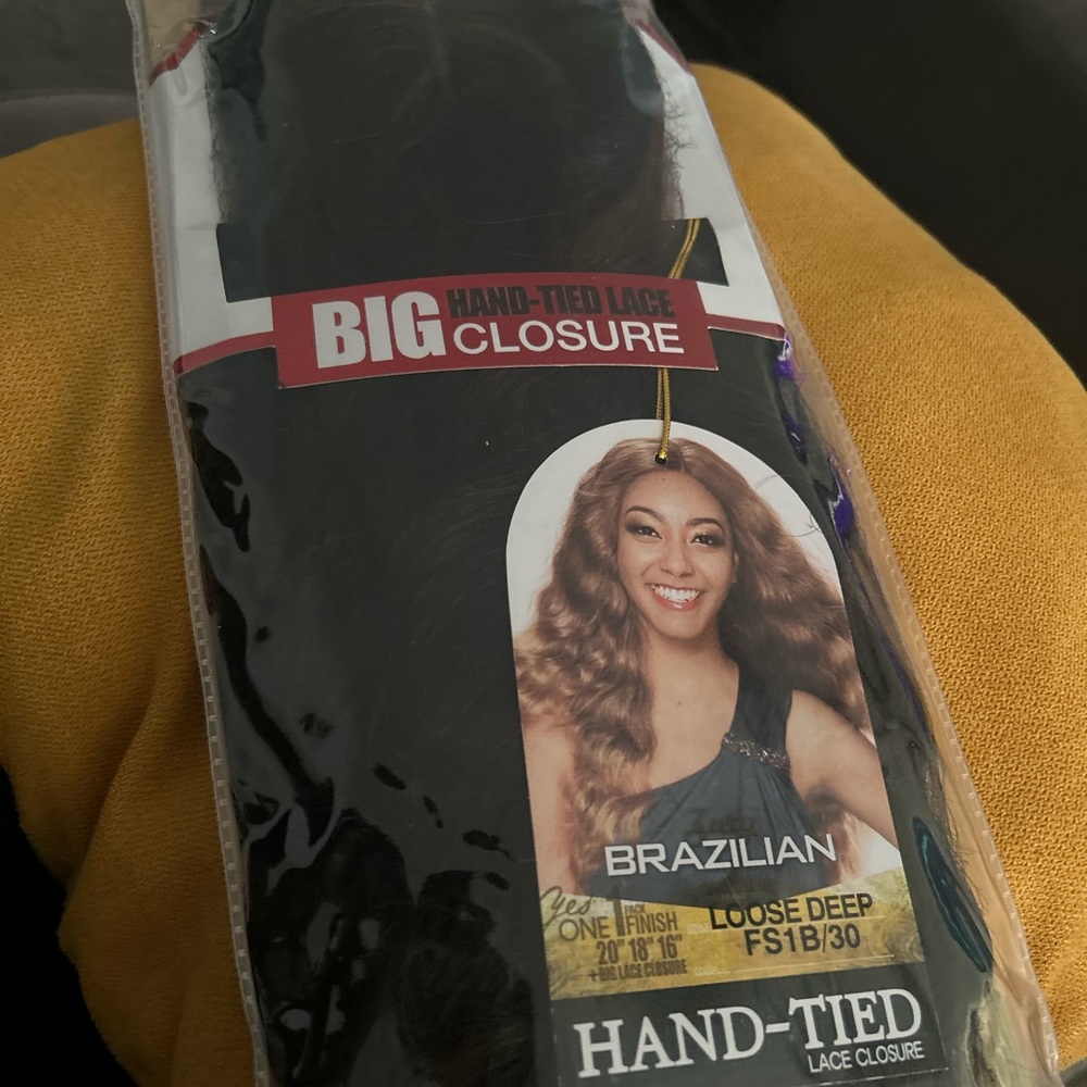 Brazilian Loose Deep Hand-Tied Lace Closure - Black